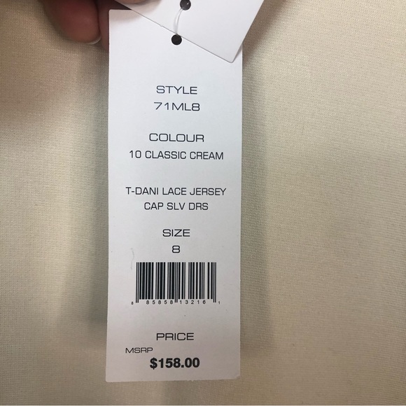 French Connection Women’s Dress Back Lace Inset Cap Sleeve Cream Color - Picture 9 of 10